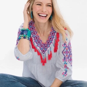 Chico’s tassel stripe shirt